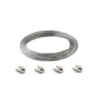 Zestaw linka ze stali kwasoodpornej INOX AISI 316 fi 4mm 20 m + zaciski
