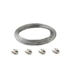 Zestaw linka ze stali kwasoodpornej INOX AISI 316 fi 4mm 40 m + zaciski
